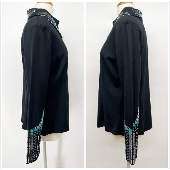 Lisa Nelle Western Show Jacket Womens XXL Black Embellished Zip Equestrian Horse - Picture 4 of 11